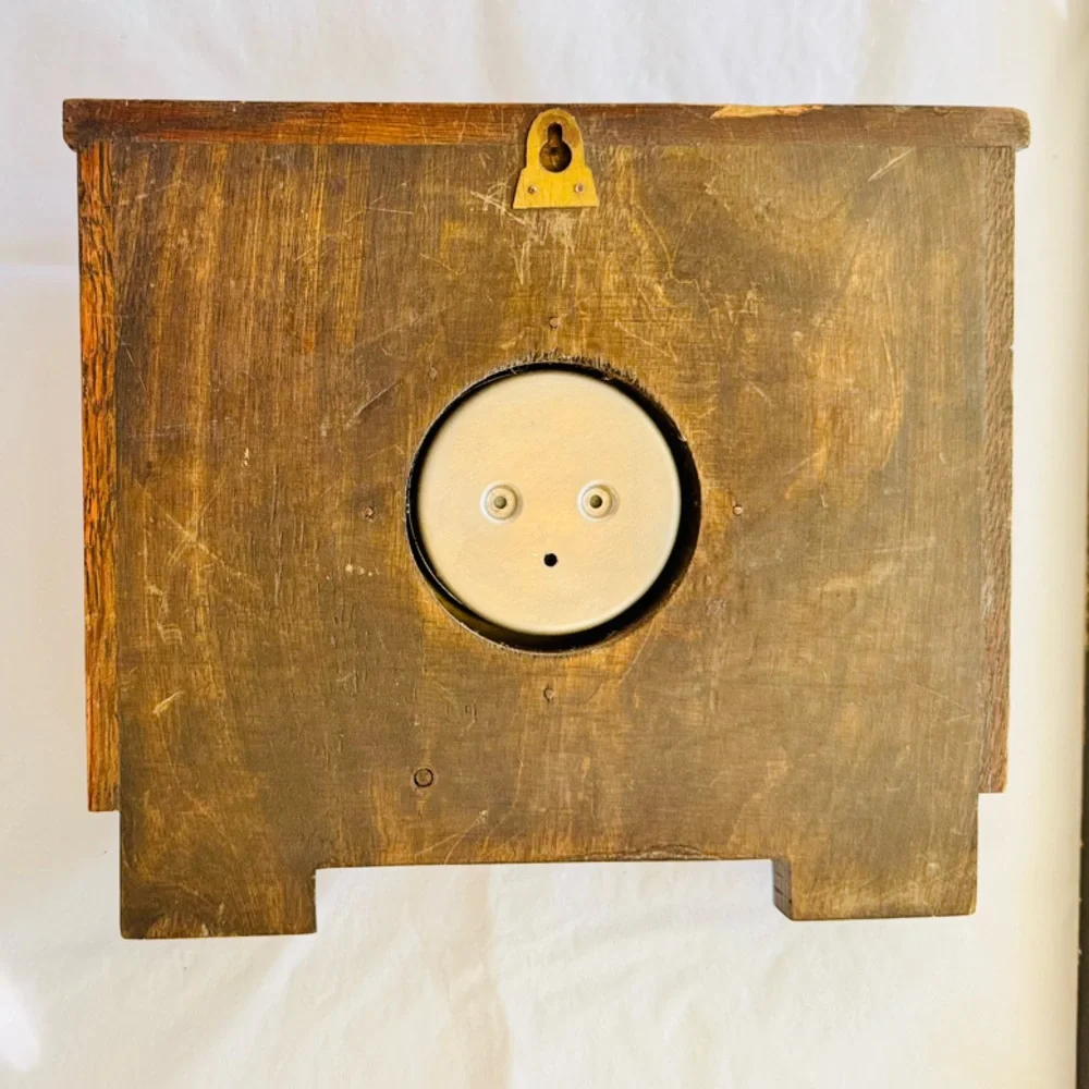 SB British Made Vintage Wooden Wall Clock Barometer w Key Hooks Hangers